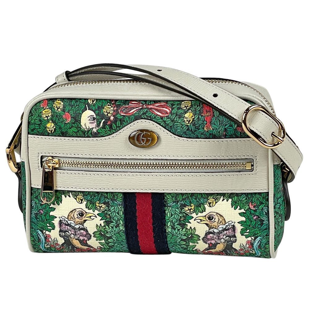 Ophidia Mini  Yuko Higuchi Diagonal Sherry Line Coated Canvas Green White